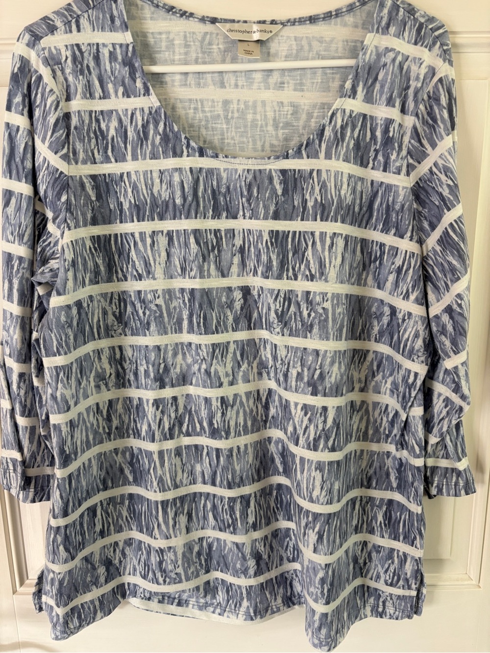Christopher & Banks Blue and White Striped Scoop Neck Tunic